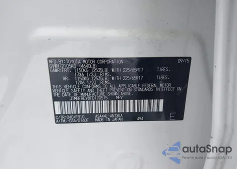 2015 Toyota Rav4 Le z USA, uszkodzony, nr VIN JTMBFREV8FD170575